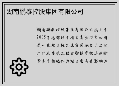 湖南鹏泰控股集团有限公司